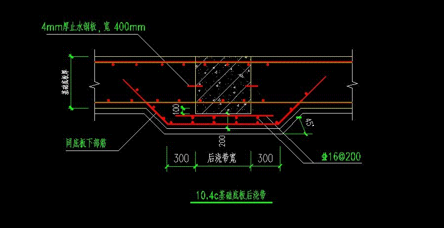 筏板后浇带钢筋设置