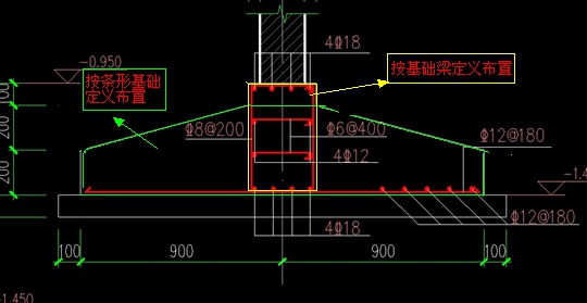 分别按条形基础和基础梁定义布置