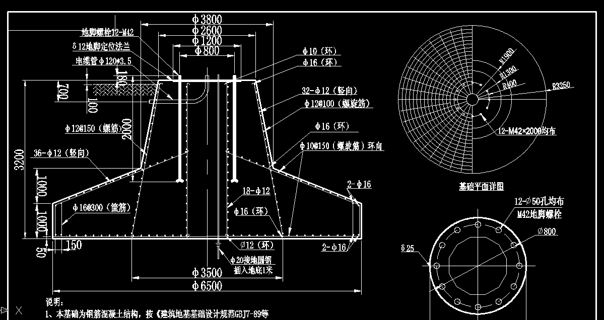 请问如图所示的市政路灯用的25m升降式高杆灯的基础怎么套定额以及