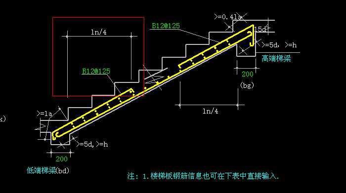 楼梯斜板钢筋图解图片