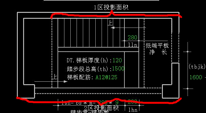 樓梯面層工程量按樓梯分層水平投影面積(包括踏步,平臺)以m2計算