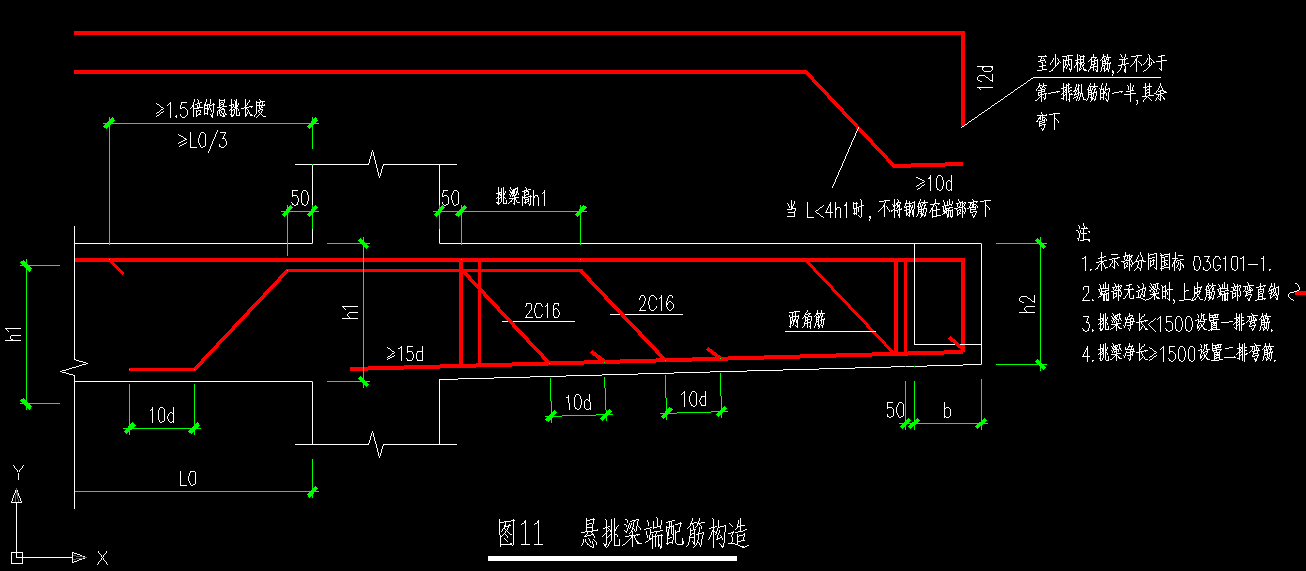 手算懸挑梁端配筋構造的問題