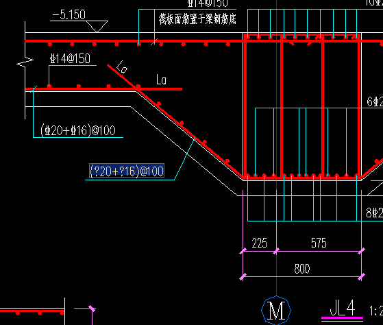 筏板基础中基础梁的 配筋