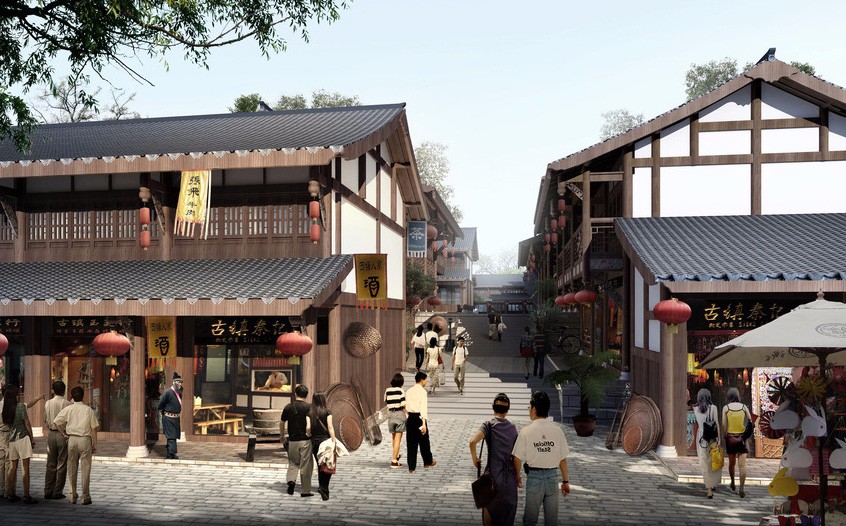 欢迎欣赏本人设计的古建商业街设计案例效果图怎么样? - 云知